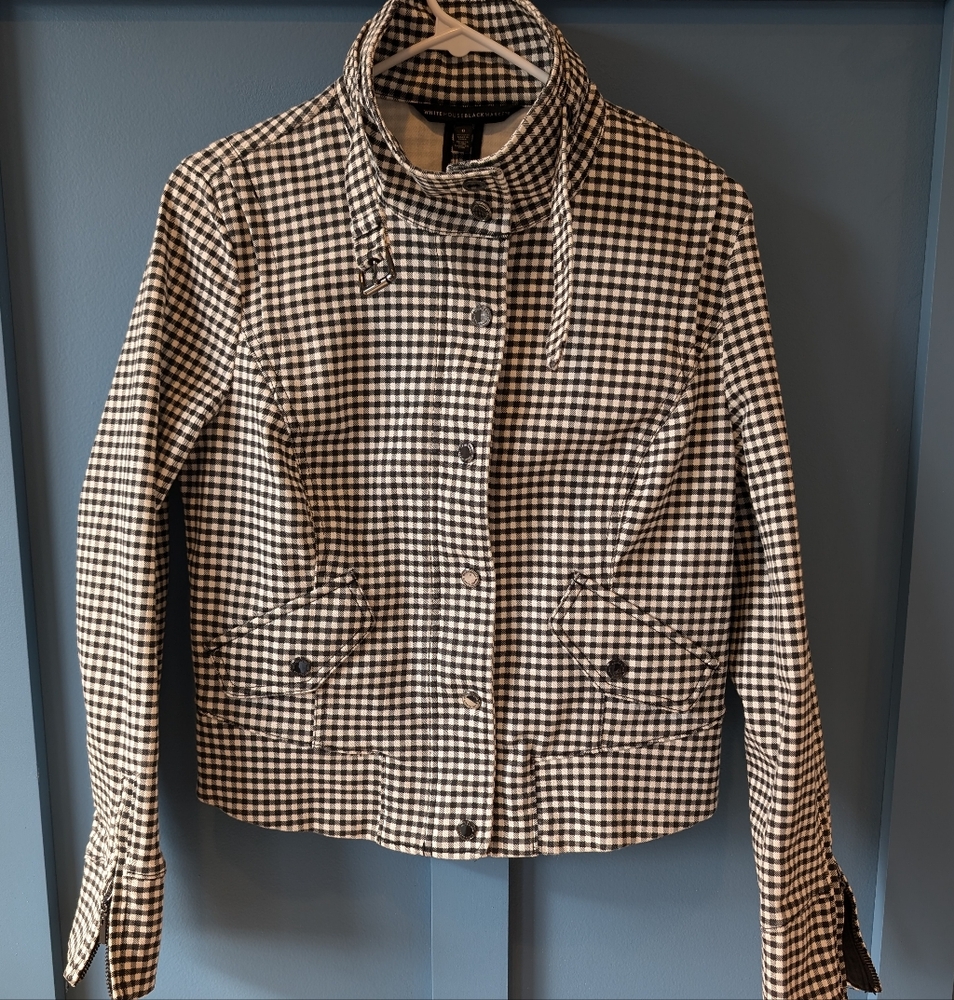 White House Black Market Black and White Checkered Jacket